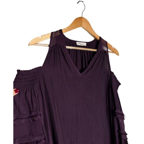 Ramy Brook Blouse Faretta Merlot Off Shoulder Purple Silk Size Small Romantic - Picture 5 of 12